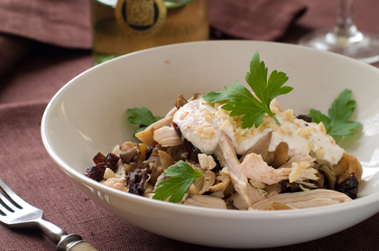 Sallad med kyckling, svamp & plommon