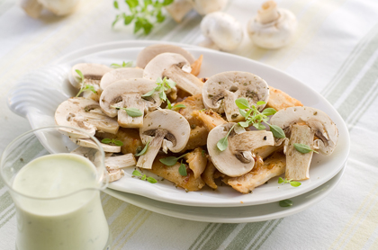 Sallad med kyckling, svamp och kvargdressing