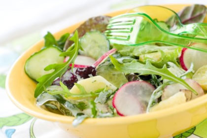 Vårsallad med kvargdressing